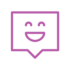 purple smiling text bubble icon