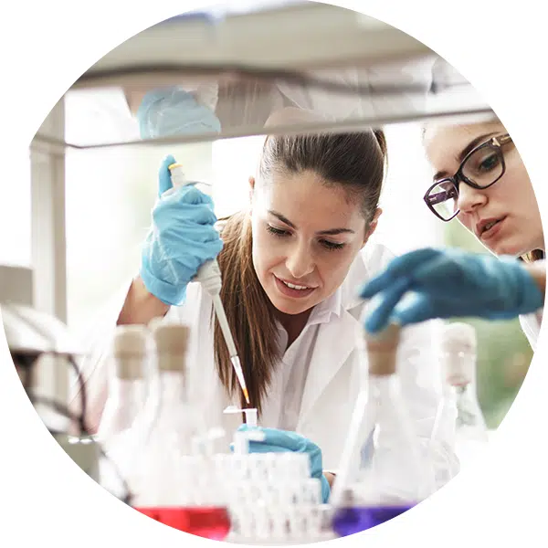 image of laboratory technician health science career pathway with two women preparing specimens